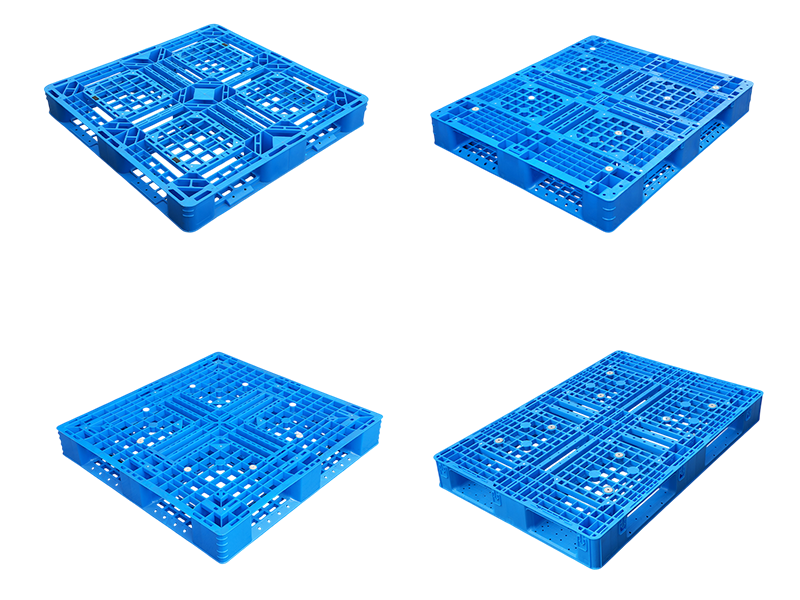 Heavy-duty six-runner plastic pallets for industrial handling