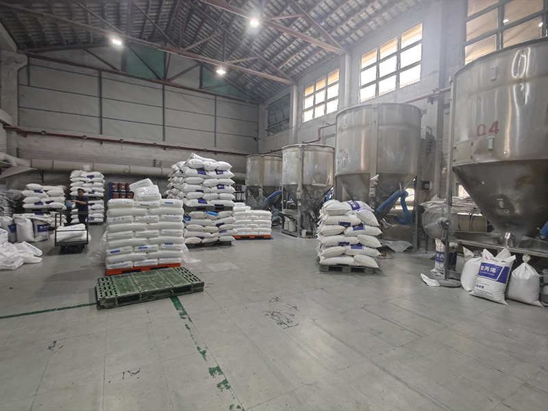 Raw material warehouse storing HDPE and PP resin