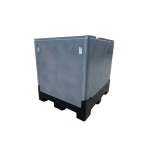 Solid IBC Collapsible Liquid Bin With Bottom Discharge And Drop Door