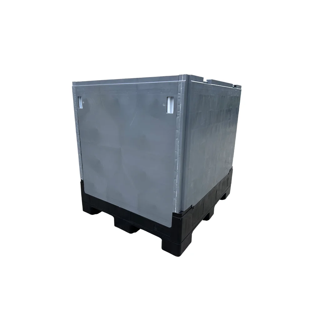 Solid IBC Collapsible Liquid Bin With Bottom Discharge And Drop Door